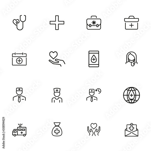 Medical help icon set. Hospital concept. Vector illustration can be used for topics like apothecary, hospital, drug company