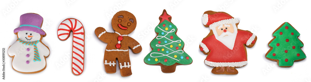 Gingerbread cookies on white