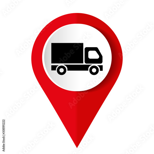 truck icon on square internet button