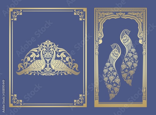 peacock motif designs, textile , Rajasthan, royal India	