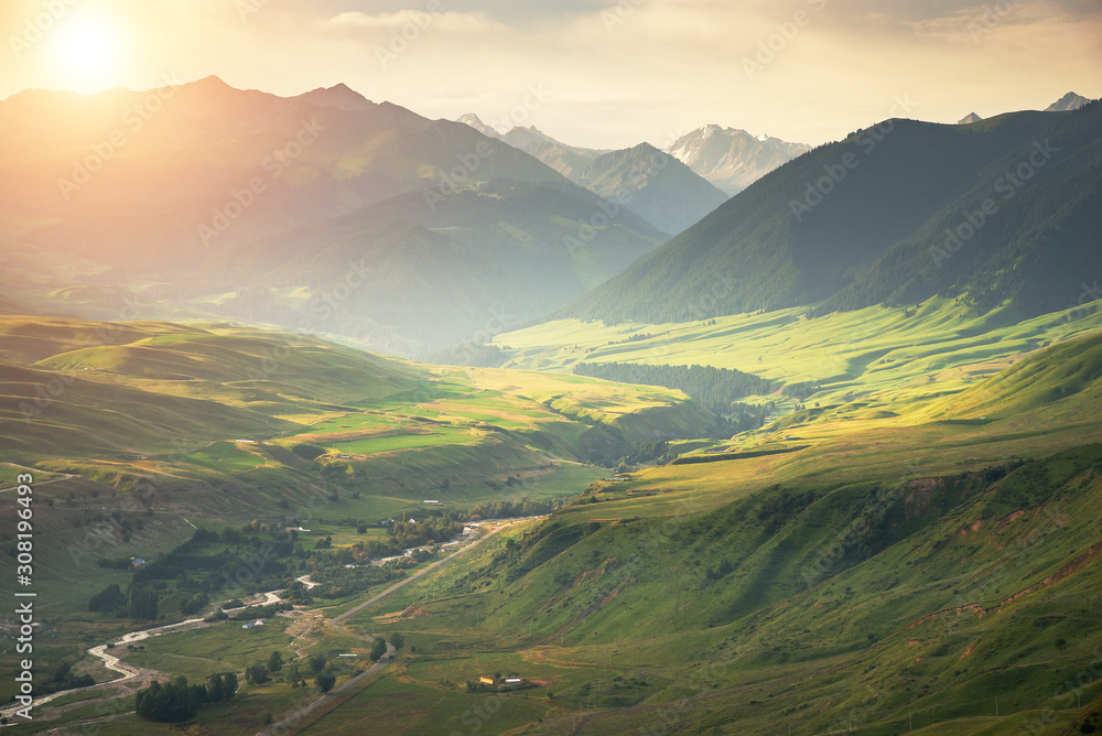 Beautiful landscape of alpine mountain meadows