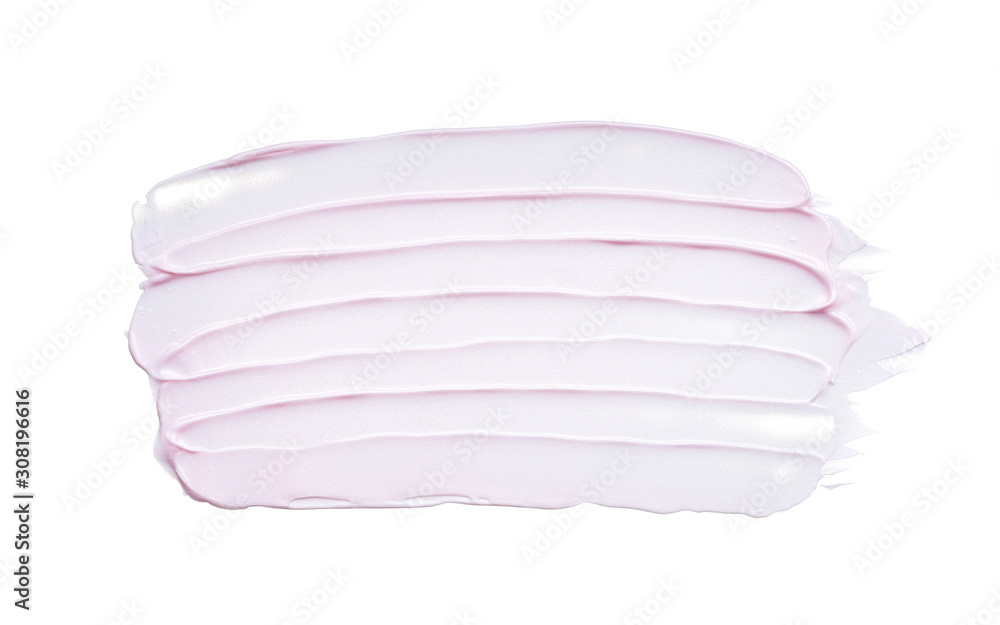 Gently pink strokes and texture of face cream or acrylic paint isolated on white background Gently pink strokes and texture of face cream or acrylic paint isolated on white background