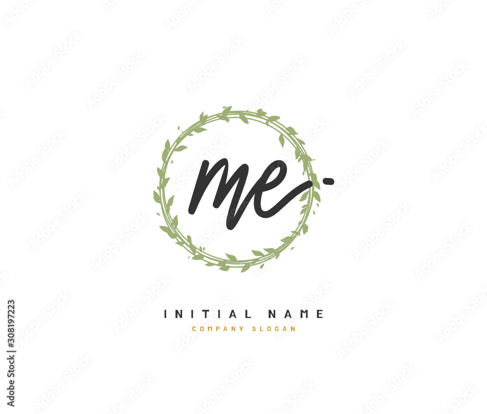 M E ME Beauty vector initial logo, handwriting logo of initial signature, wedding, fashion, jewerly, boutique, floral and botanical with creative template for any company or business. M E ME Beauty vector initial logo, handwriting logo of initial signature, wedding, fashion, jewerly, boutique, floral and botanical with creative template for any company or business.