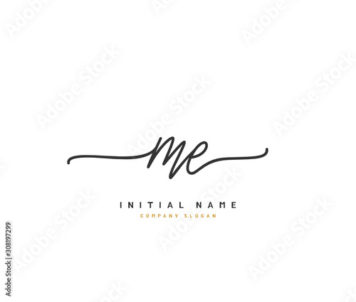 M E ME Beauty vector initial logo, handwriting logo of initial signature, wedding, fashion, jewerly, boutique, floral and botanical with creative template for any company or business.