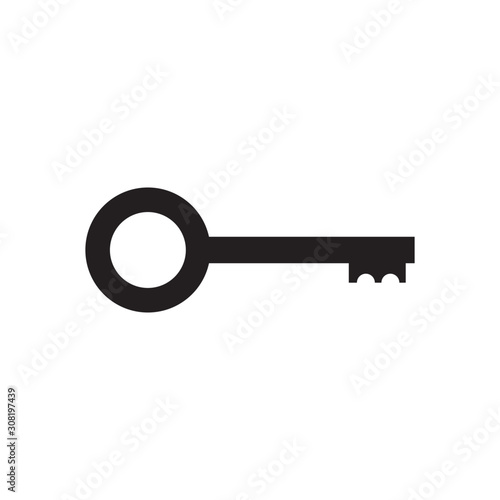 Black key icon isolated on white background. vector illustration