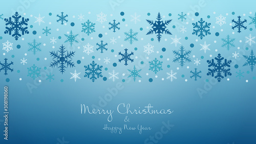 Christmas vector background with flying snowflakes.