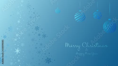 Vector gradient background with snowflakes and Christmas tree.