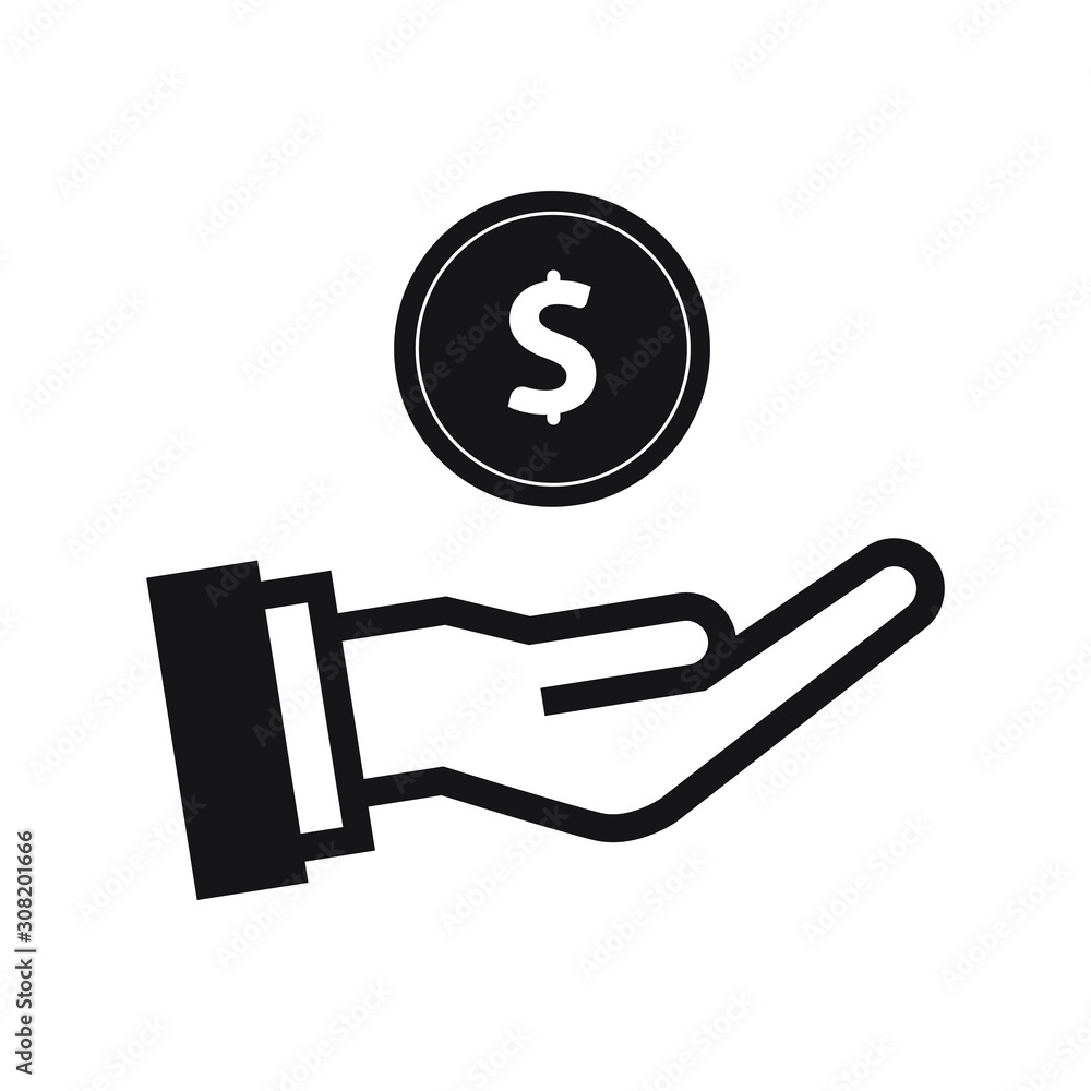Money on hand icon vector. Dollar Sign Flat Design Money on hand icon vector. Dollar Sign Flat Design