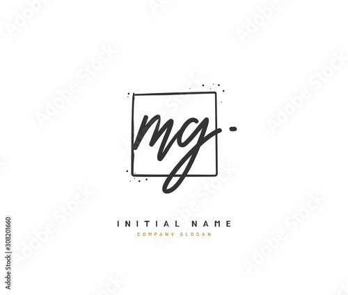 M G MG Beauty vector initial logo, handwriting logo of initial signature, wedding, fashion, jewerly, boutique, floral and botanical with creative template for any company or business.