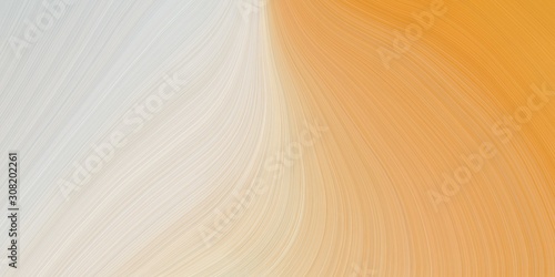 modern curvy waves background design with light gray, peru and sandy brown color