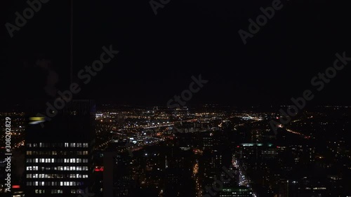 MONTREAL, CANADA - Aerial Night View of Downtown Montreal City photo