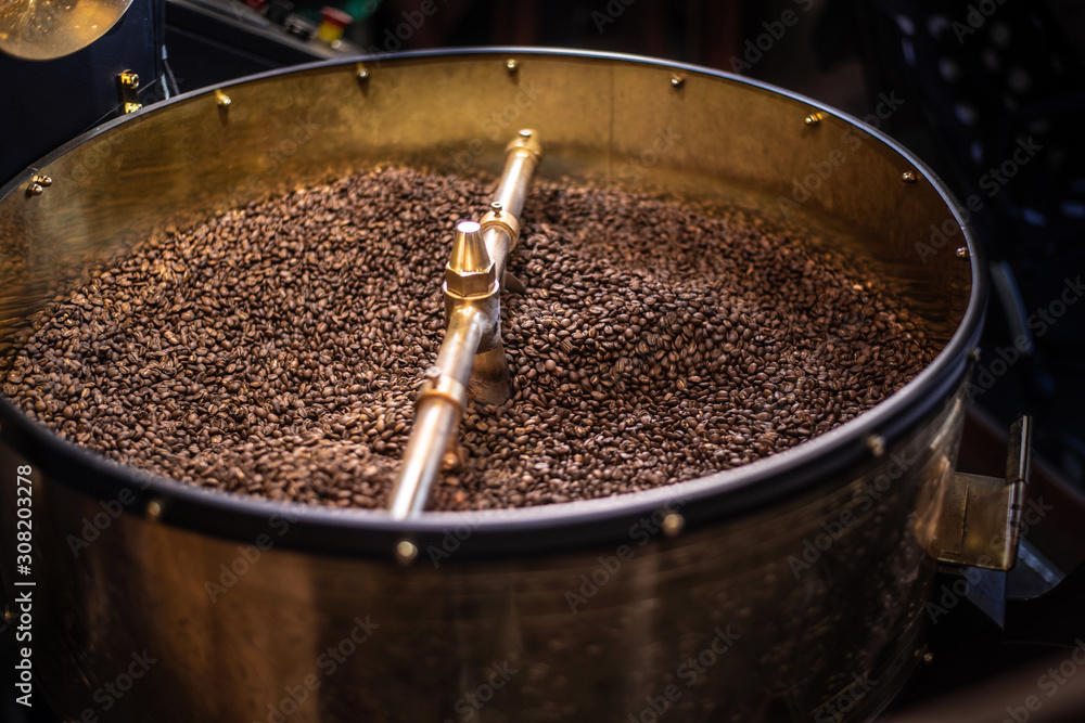 Roasting machines used to roast coffee before the barista to make coffee in a cafe in the city center Roasting machines used to roast coffee before the barista to make coffee in a cafe in the city center