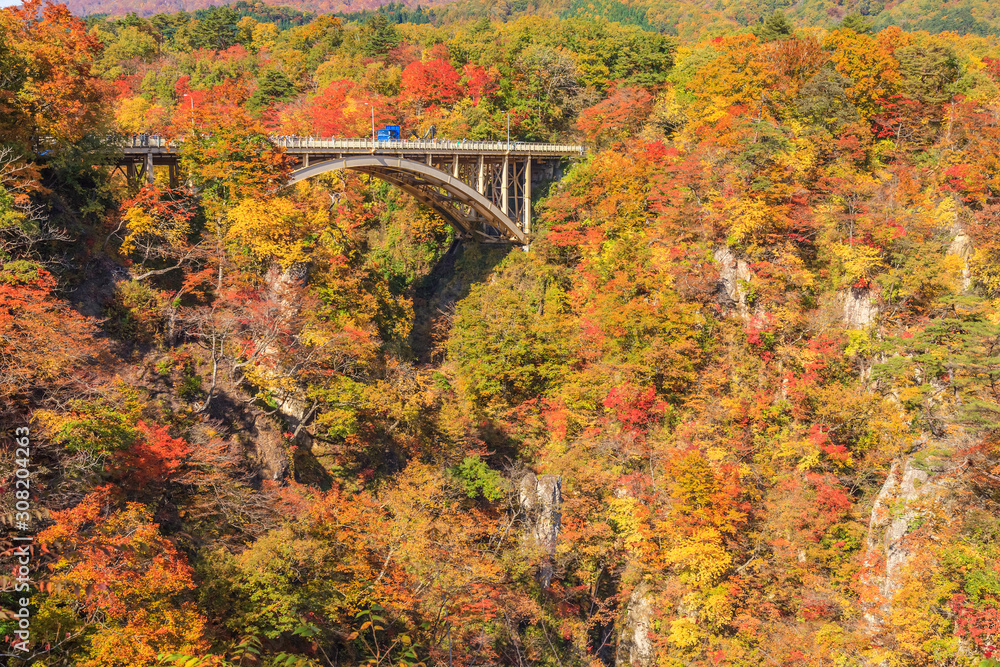 View of Naruko Gorge in autumn season, Miyagi, Japan View of Naruko Gorge in autumn season, Miyagi, Japan
