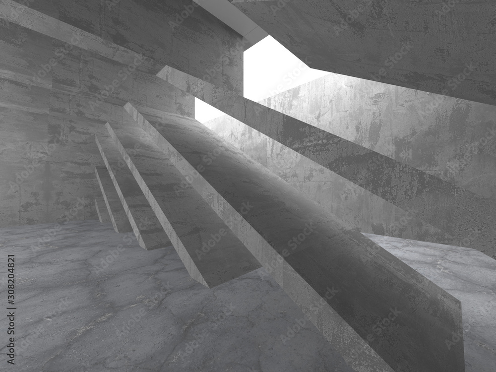 Dark concrete empty room. Modern architecture design Dark concrete empty room. Modern architecture design