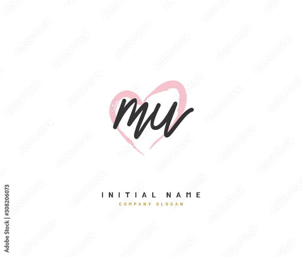 M U MU Beauty vector initial logo, handwriting logo of initial signature, wedding, fashion, jewerly, boutique, floral and botanical with creative template for any company or business.