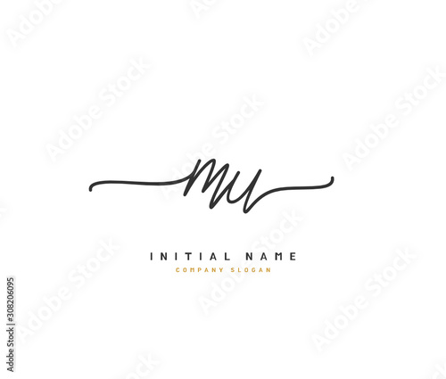M U MU Beauty vector initial logo, handwriting logo of initial signature, wedding, fashion, jewerly, boutique, floral and botanical with creative template for any company or business.