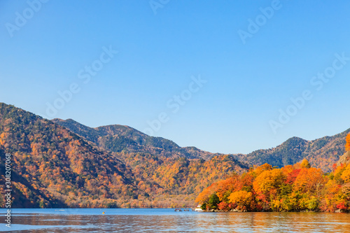 View around Chuzenji lake in autumn season  Nikko  Japan