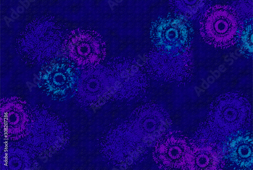 Fototapeta Naklejka Na Ścianę i Meble -  Flowers abstract background pattern. Blue contract colors template for creative designs and backdrops