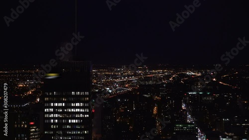 MONTREAL, CANADA - Aerial Night View of Downtown Montreal City photo