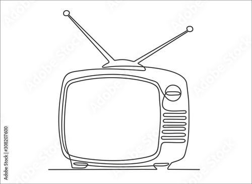 Continuous line drawing of Retro TV