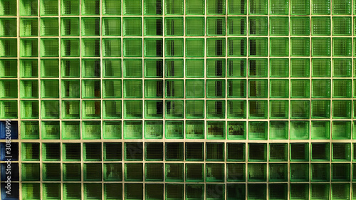 Photography The green glass wall hits the morning sunlight.
