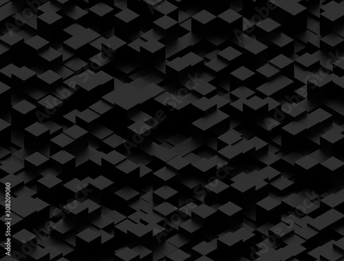 Black squares abstract background in perspective, 3d Rendering