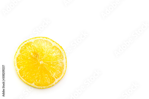 Lemon slice on the white ba...