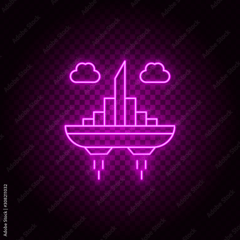Naklejka premium City, fly, sky, vector, neon icon illustration isolated vector sign symbol - insurance icon vector black - Vector