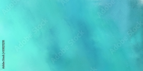 elegant painted vintage background illustration with medium turquoise, aqua marine and blue chill colors and space for text or image. can be used as header or banner © Eigens