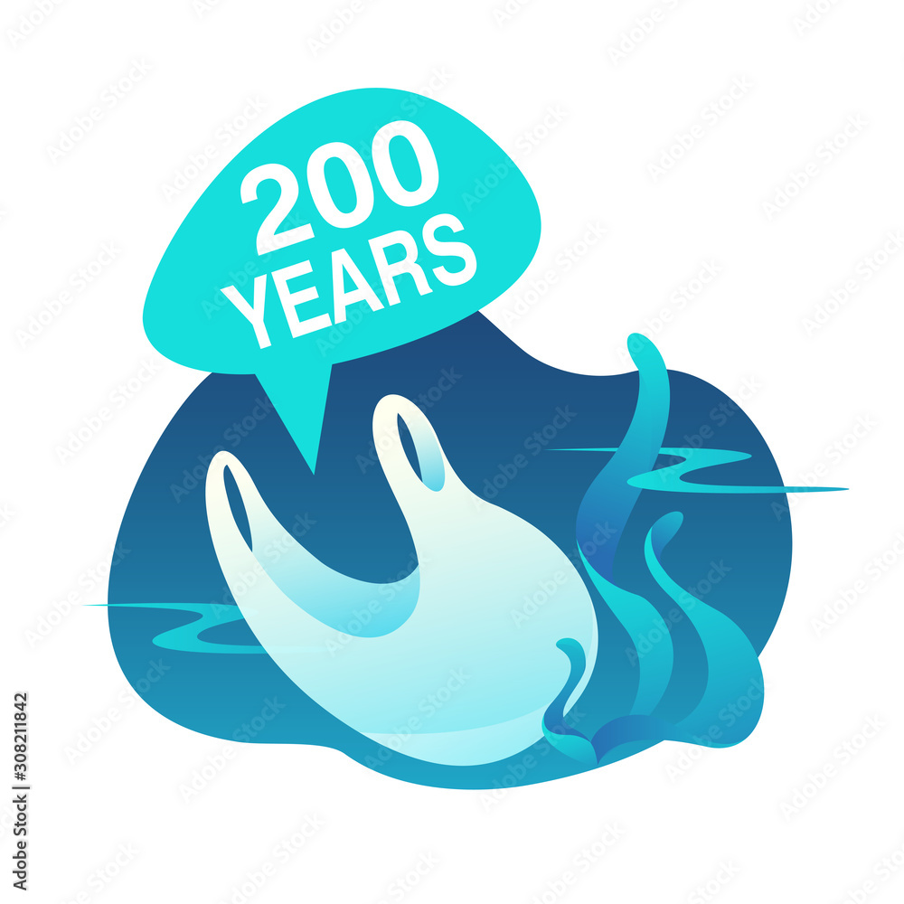 Eco concept poster. Environment protection. How long has plastic straw in nature