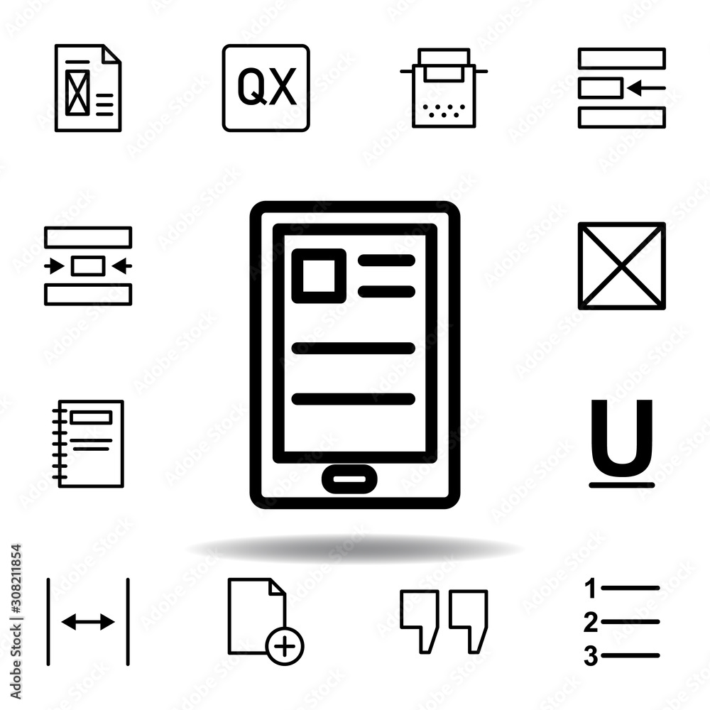 tablet, text icon. Can be used for web, logo, mobile app, UI, UX tablet, text icon. Can be used for web, logo, mobile app, UI, UX