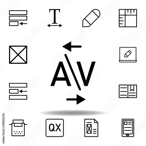 kerning, word A and V icon. Can be used for web, logo, mobile app, UI, UX