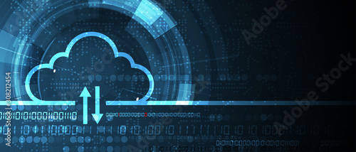 Cloud technology. Integrated digital web concept background