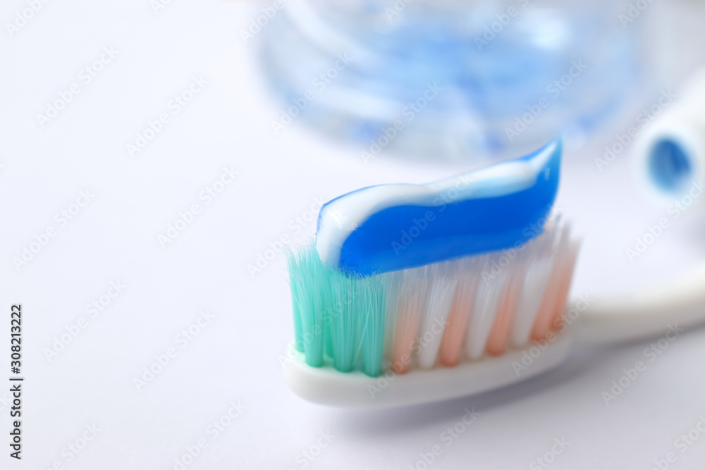 Dental concept. Toothbrush with toothpaste, close-up Dental concept. Toothbrush with toothpaste, close-up