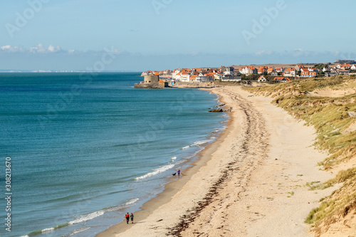 Obraz na płótnie La plage et les dunes entre la Pointe aux Oies (Wimereux) et Ambleteuse - Pas-de-Calais w salonie