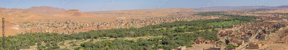 Panorama of the valley of Wadi Todgha with Tinghir along the Wadi