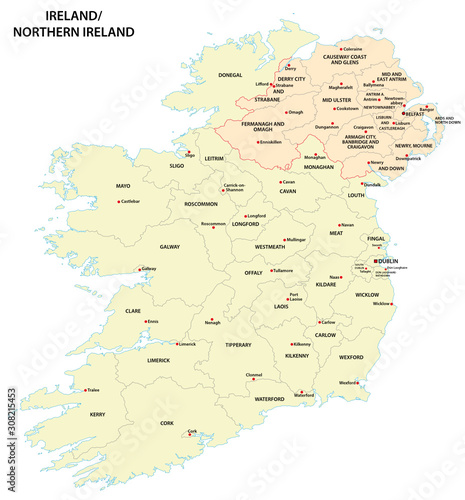 administrative map of Ireland and Northern Ireland photo