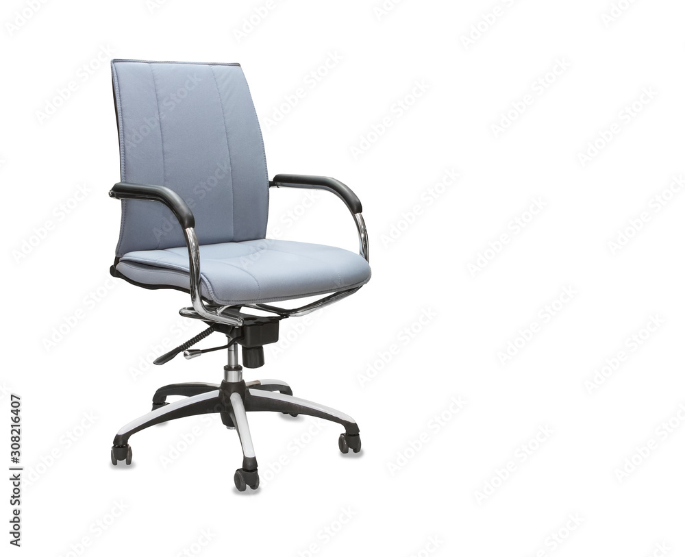 The office chair from grey textile. Isolated over white The office chair from grey textile. Isolated over white