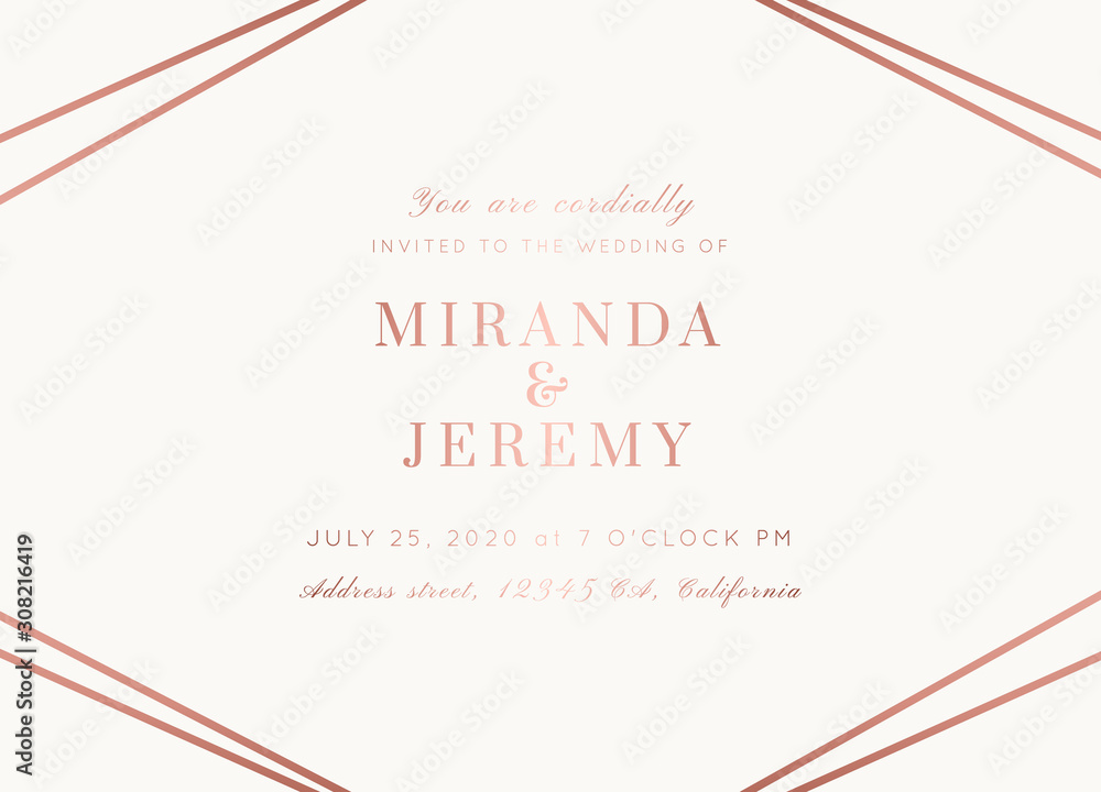 WEDDING Invitations Rose Gold Vector WEDDING Invitations Rose Gold Vector