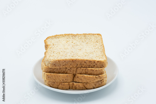 Whole wheat bread on a  plate