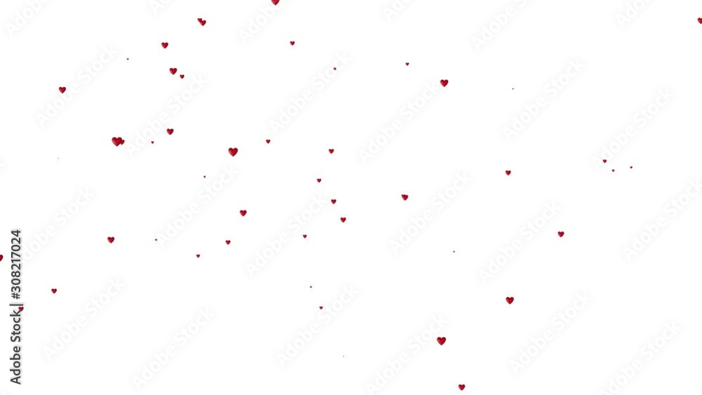 Many small red and chubby Hearts flying all over the screen and disappearing