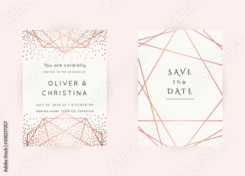 WEDDING Invitations Rose Gold Vector