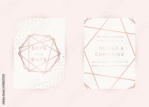 WEDDING Invitations Rose Gold Vector