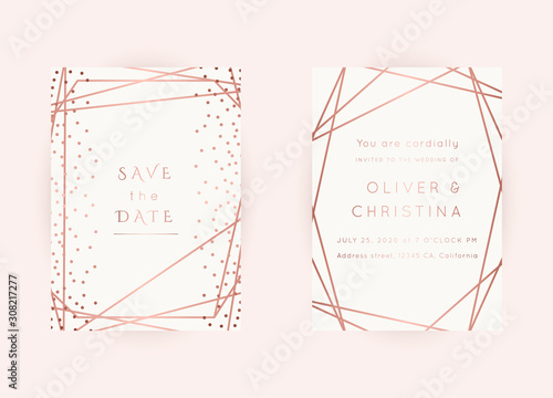 WEDDING Invitations Rose Gold Vector