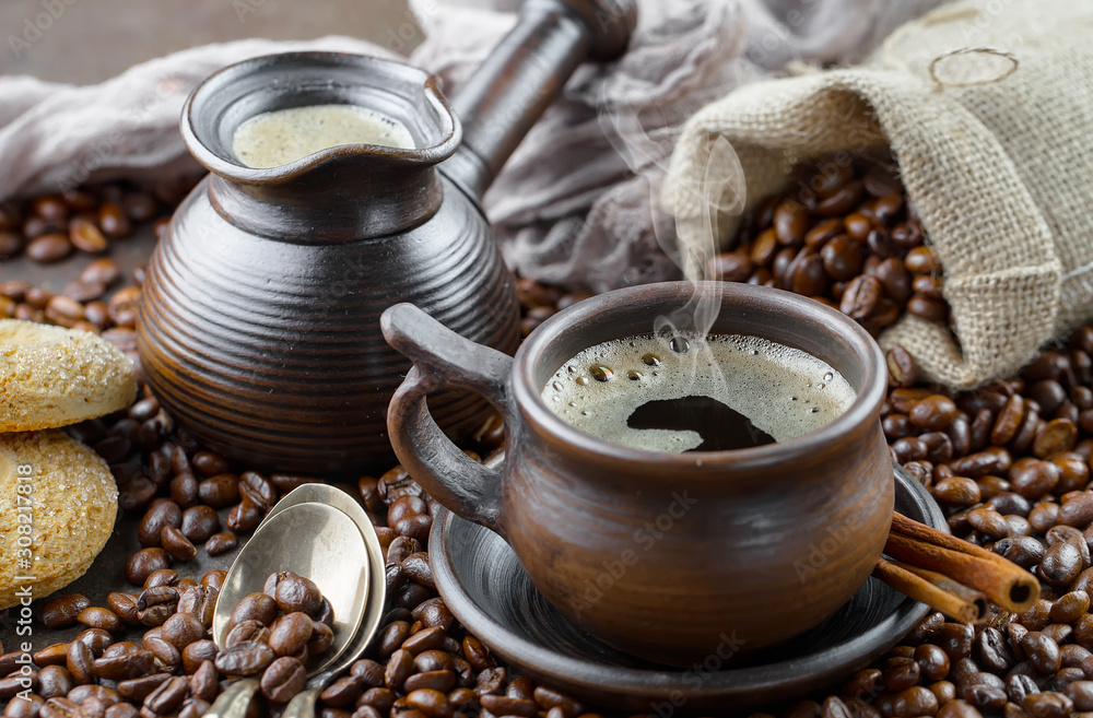 custom made wallpaper toronto digitalBlack coffee beans roast in a pan in the smoke