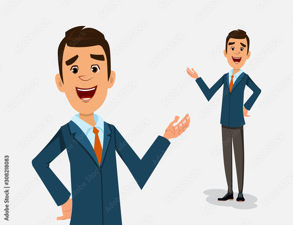 businessman cartoon character standing pose vector illustration for your design, motion or animation. businessman cartoon character standing pose vector illustration for your design, motion or animation.