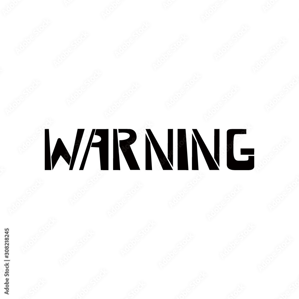 Warning stencil lettering. Spray paint graffiti on white background. Design lettering templates for greeting cards, overlays, posters