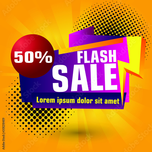 Flash Sale Design for business. Discount Banner Promotion Template. Flash Sale banner template design vector