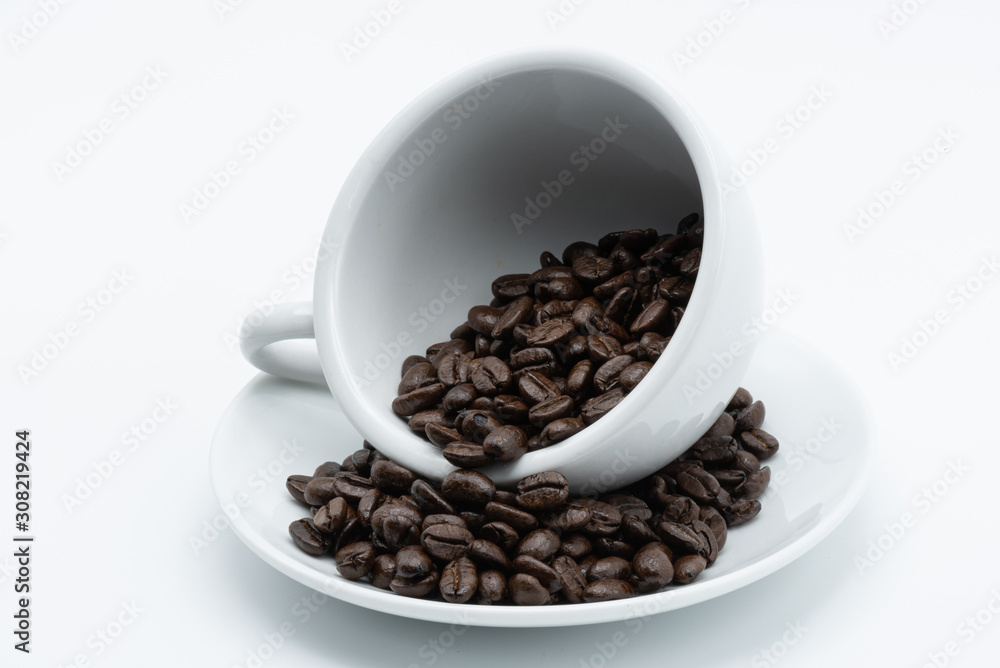 Coffee seed in a coffee cup Coffee seed in a coffee cup