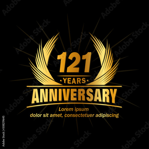 121 years logo design template. Anniversary vector and illustration template.
